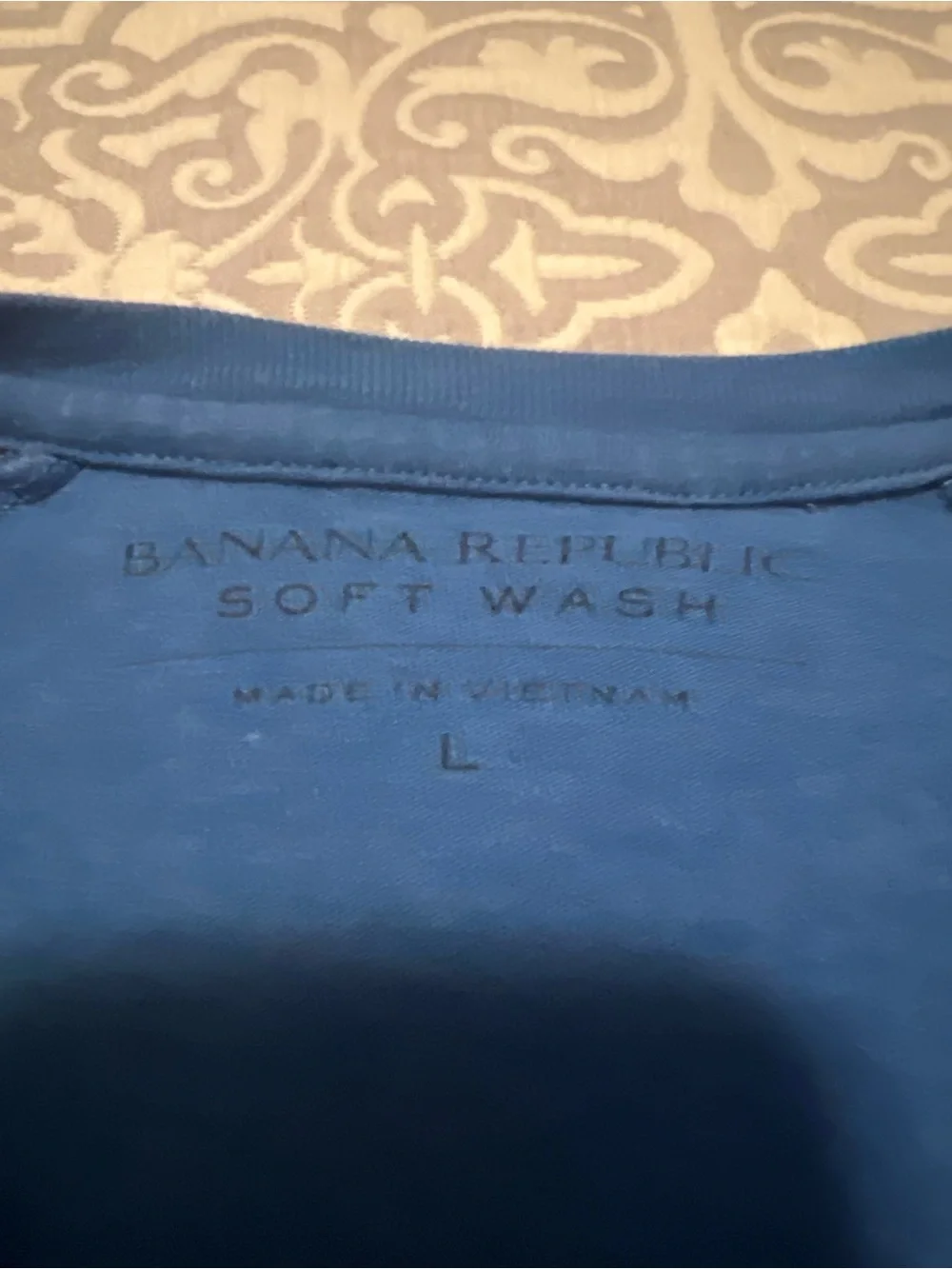 Banana Republic Soft Wash Raglan Long Sleeve Shirt Blue Black Men's Large L